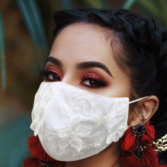 2 White Lace Linen Face mask, Art face mask - Picture 4 of 7